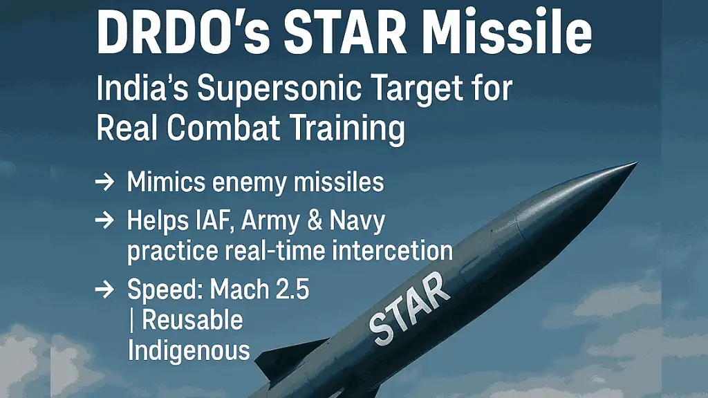 DRDO STAR missile infographic – India’s supersonic reusable target missile for real-time combat training and air defense interception drills
