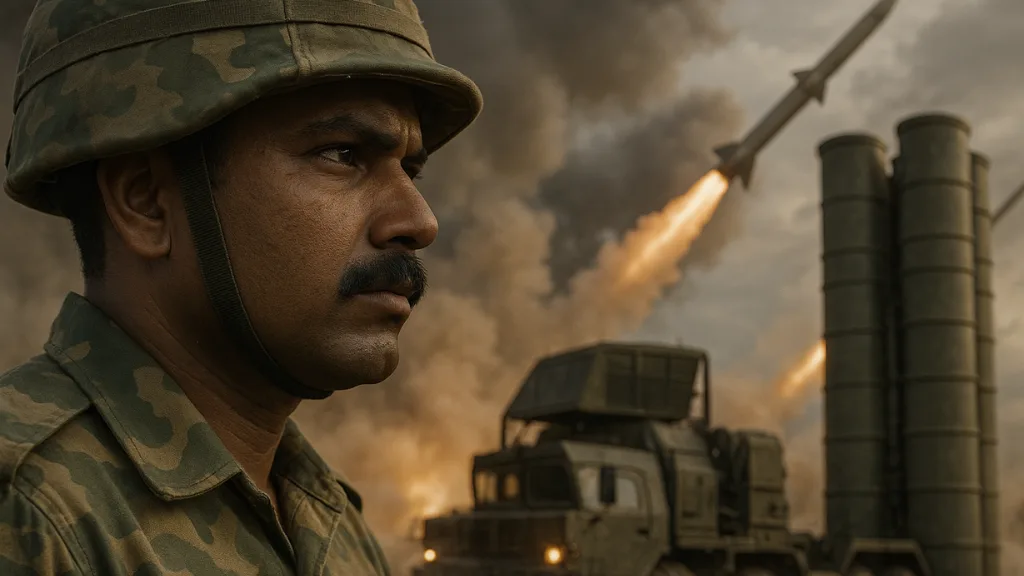 India’s S-400 missile launcher in combat-ready mode, preparing to fire from a forward battlefield position.