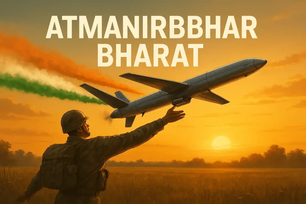 Indian soldier launching FWD-LM01 under Aatmanirbhar Bharat mission.