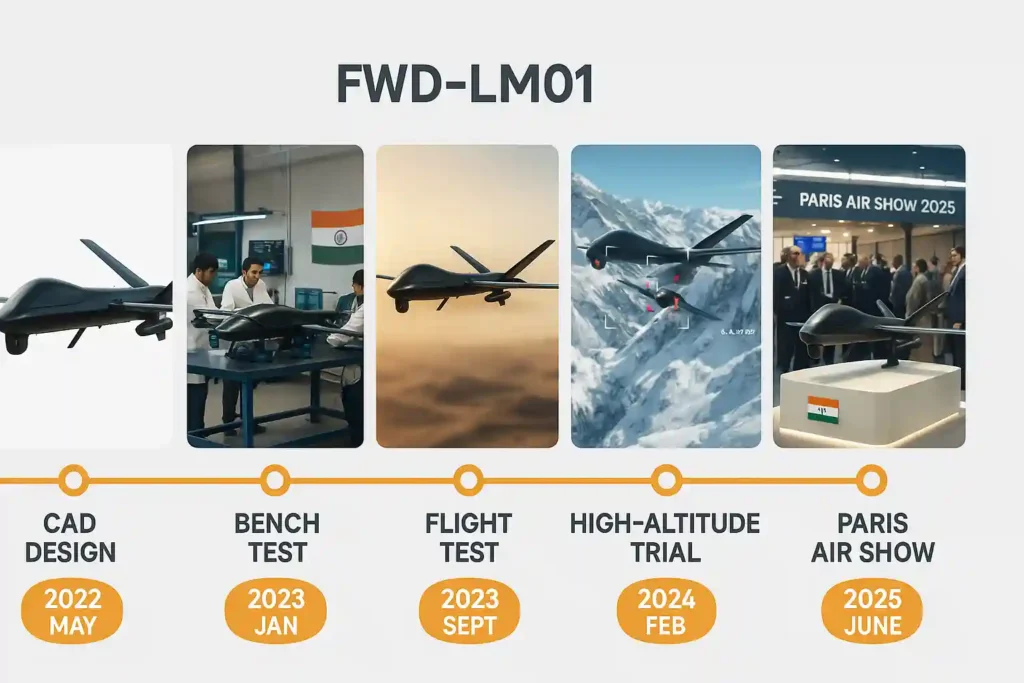 Development timeline of FWD-LM01 from prototype to global unveiling.