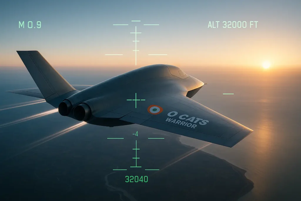 HAL CATS Warrior in flight showing cruise speed and stealth in action