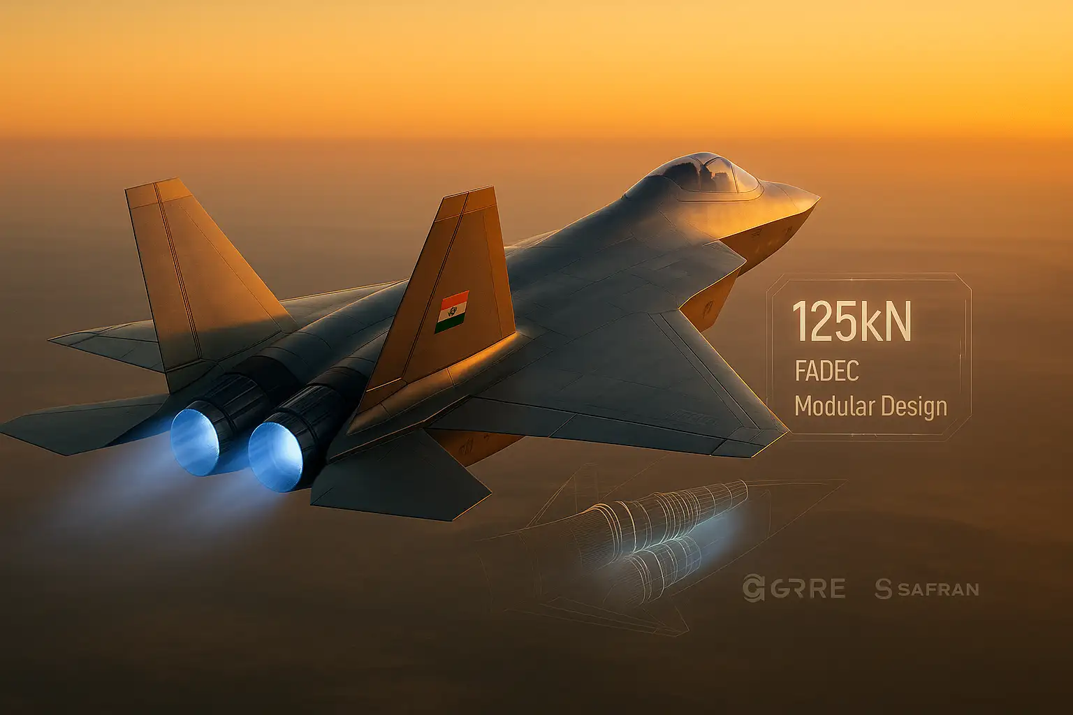 India’s AMCA MkII engine powered stealth fighter with 125kN thrust, developed by Safran-GTRE for next-gen air combat superiority