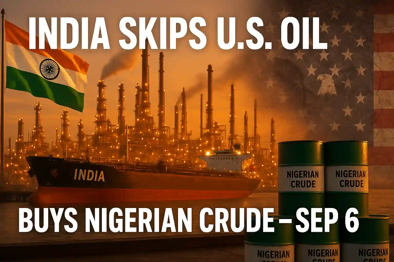 india-buying-nigerian-oil-skips-usa-2025 Oil tanker at Indian refinery as India buying Nigerian oil skips USA barrels