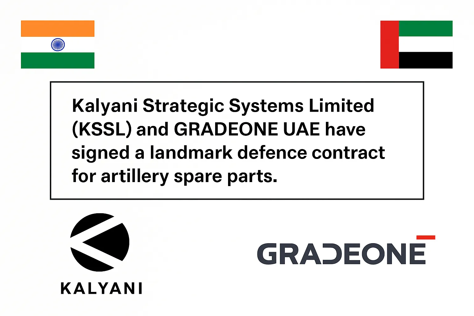 Kalyani Strategic Systems-UAE contract signing with GRADEONE UAE for 155mm artillery spare parts in 2025