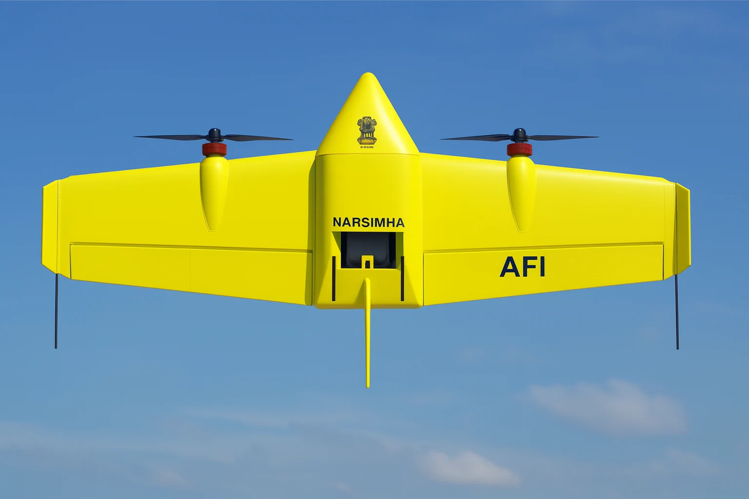 narsimha-uav-vimana-ns-1200-indias-first-vtol-tailsitter-drone The Narsimha UAV (VIMANA NS-1200) is India’s first VTOL tailsitter drone with 90-min endurance, developed by Pilani-based startup Vimana.