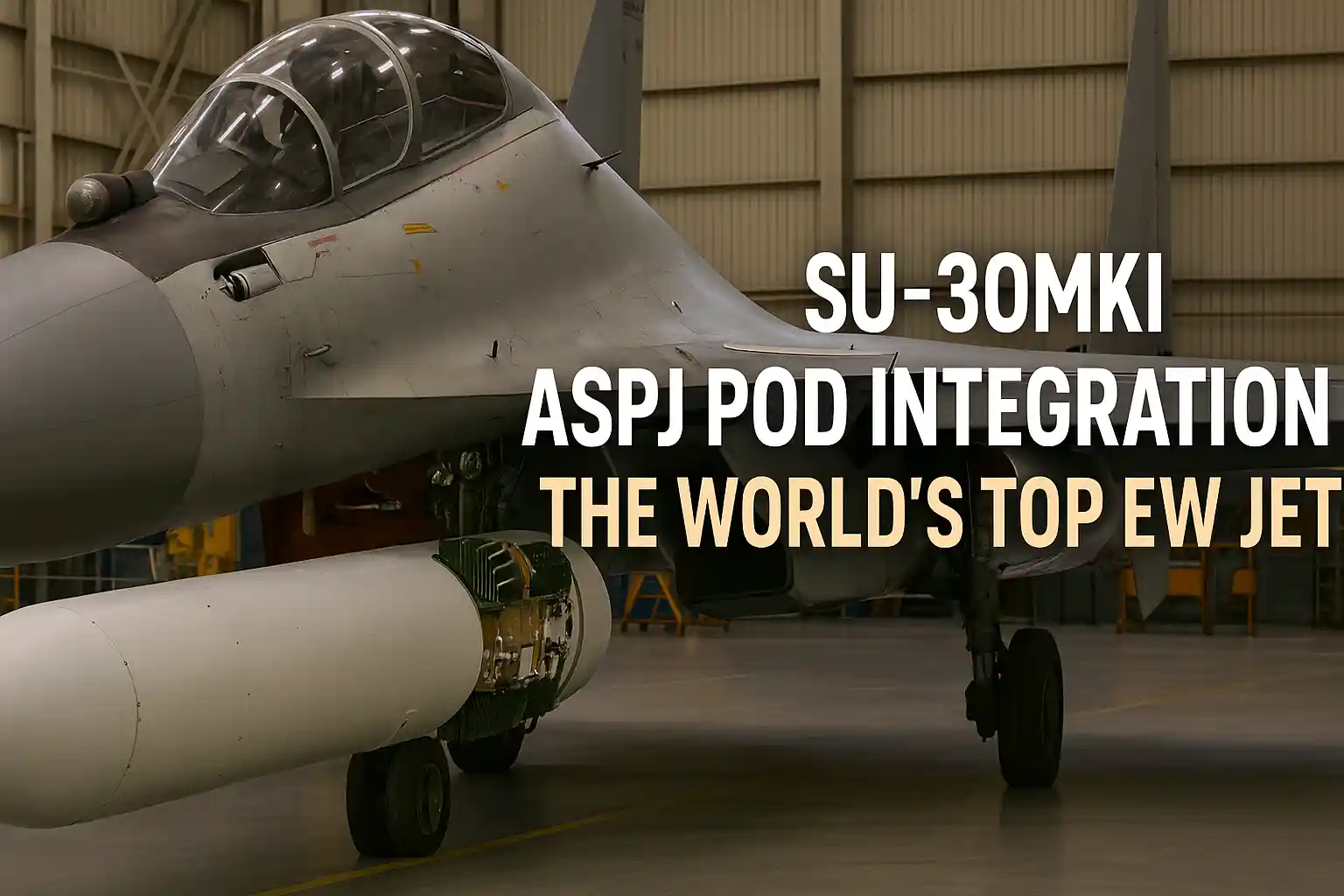 Su-30MKI ASPJ Pod Integration and EW suite during integration at HAL facility in India.