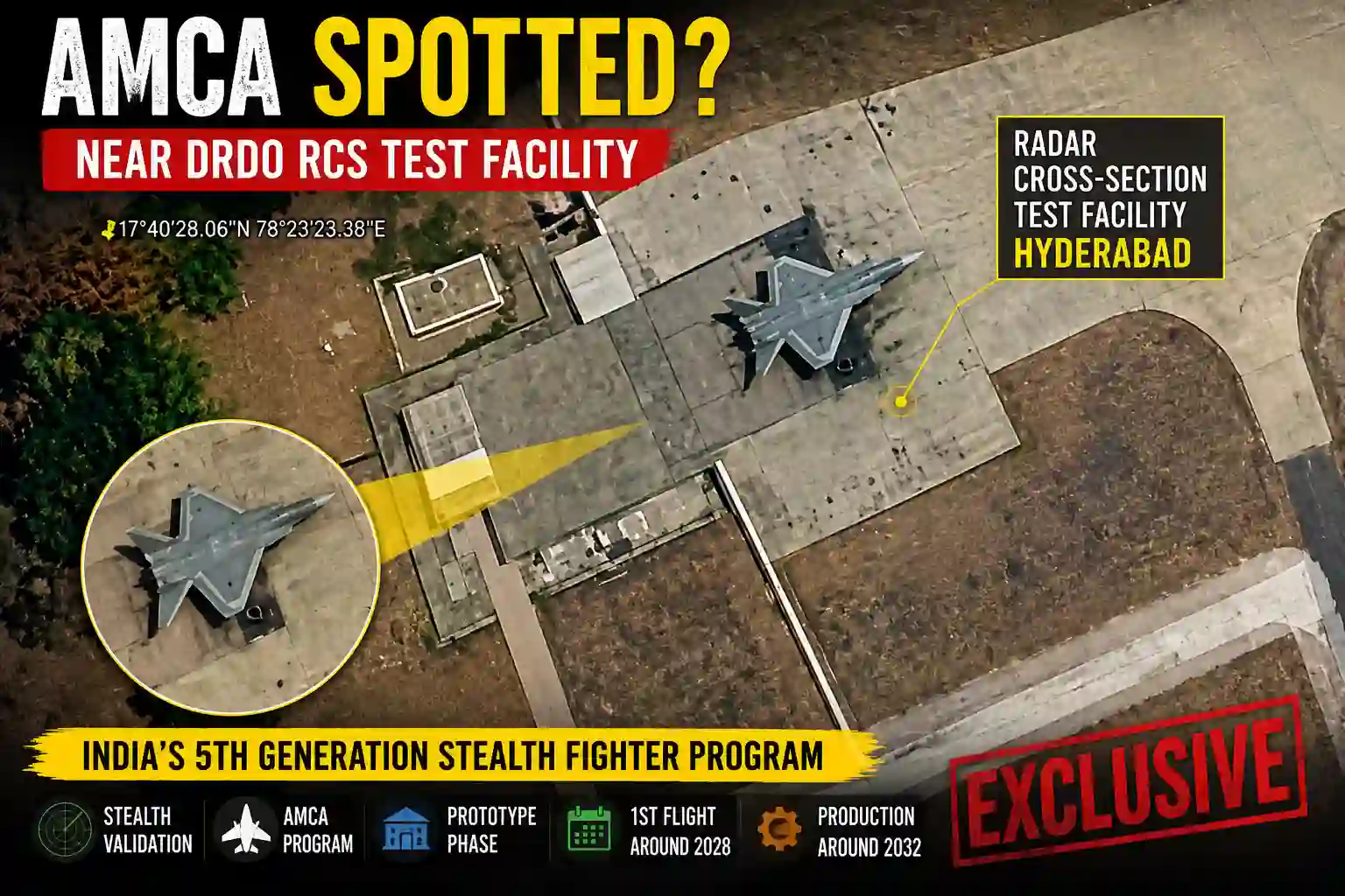 AMCA spotted near DRDO RCS testing facility in Hyderabad, satellite image shows India's fifth-generation stealth fighter program