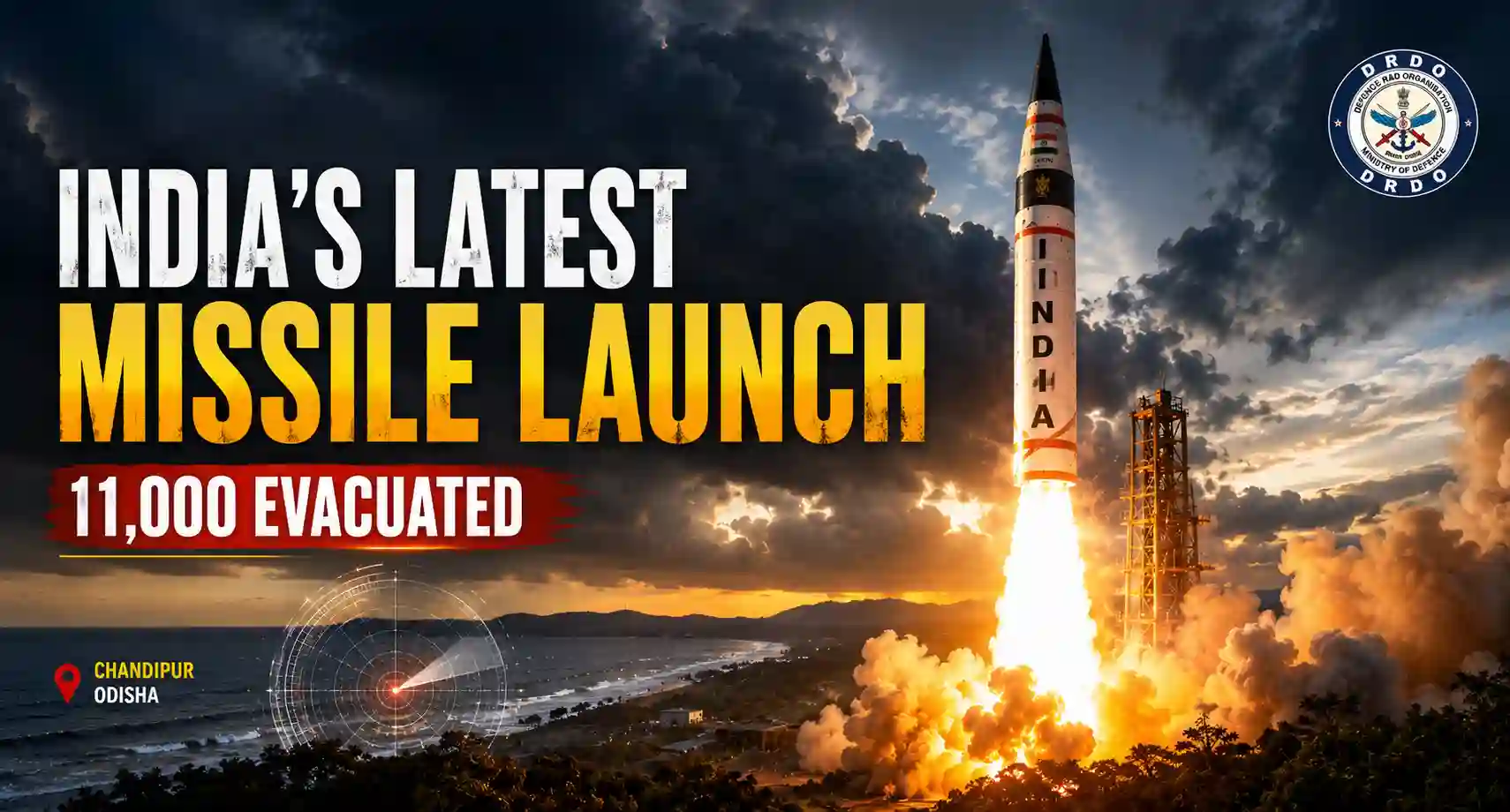 India’s latest missile launch in Odisha shows a DRDO missile test amid speculation around Agni-VI and Divyastra after 11,000 evacuations.